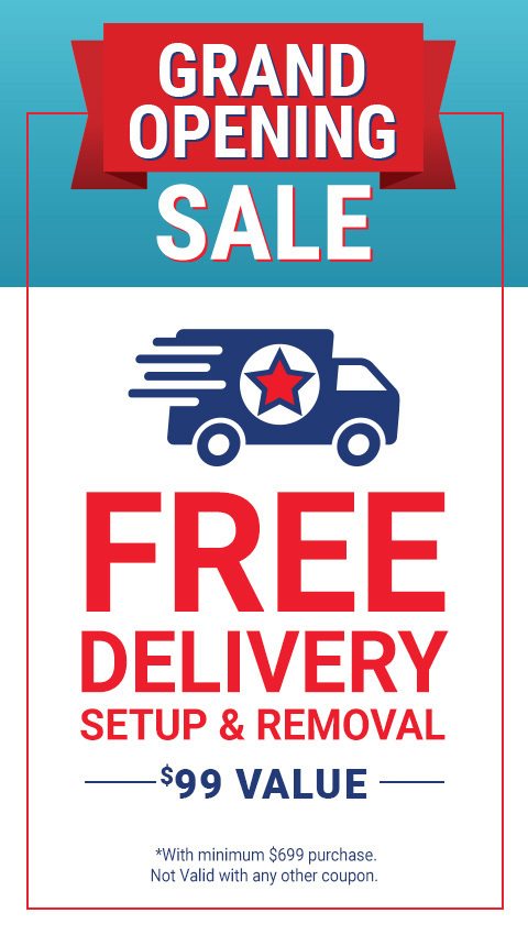 Free delivery, setup & removal
